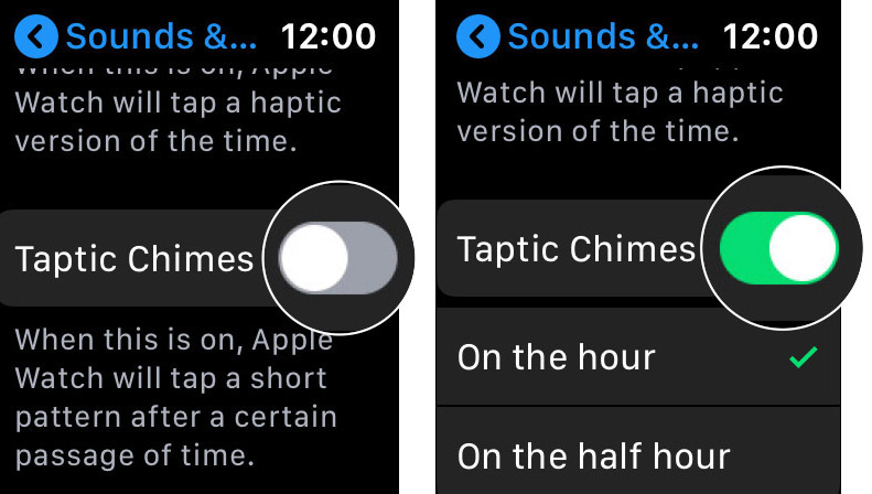Scroll Down to Taptic Chime and toggle it ON in WatchOS 6
