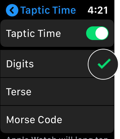Select Digits to Use Taptic Time on Apple Watch