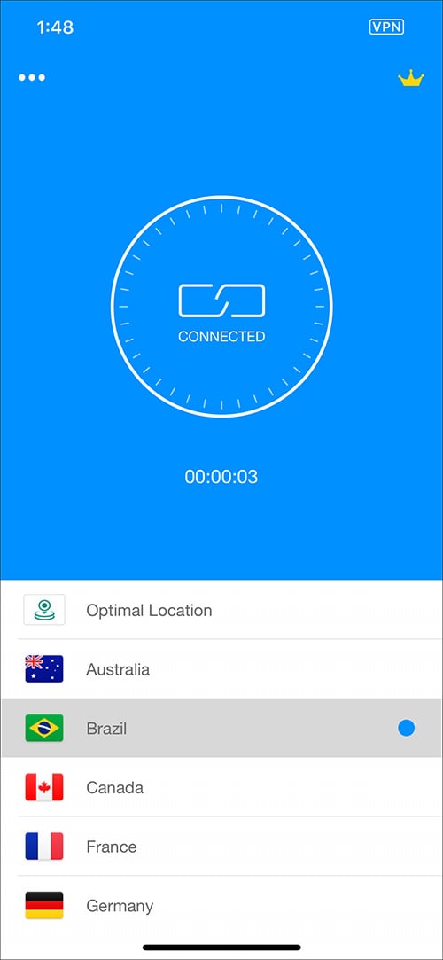 Select Optimal Location to Route Connection Via Servers in VPN app