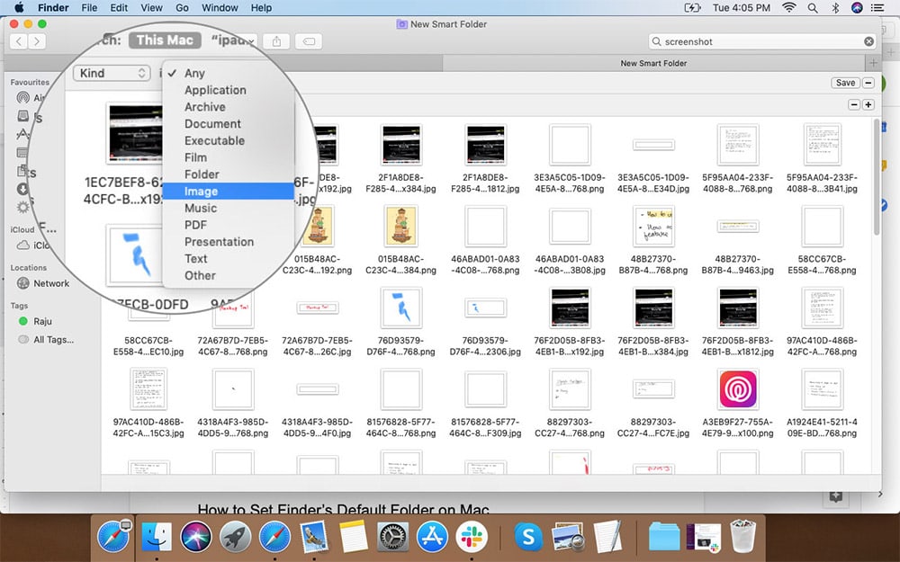 Select Options in Smart Folder to Refine Search on Mac Finder