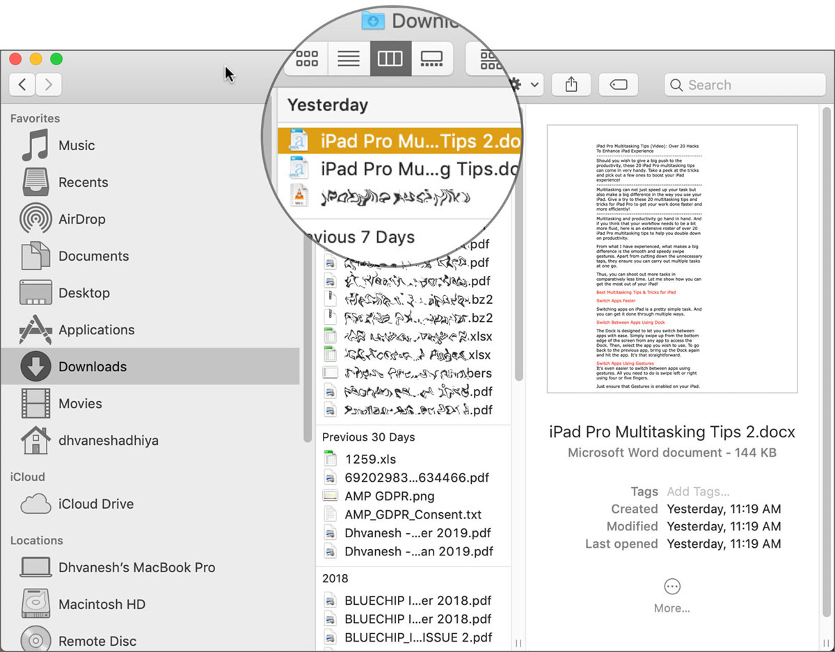Select the File in Mac Finder