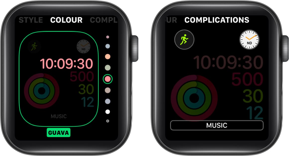Select theme, Add Complications