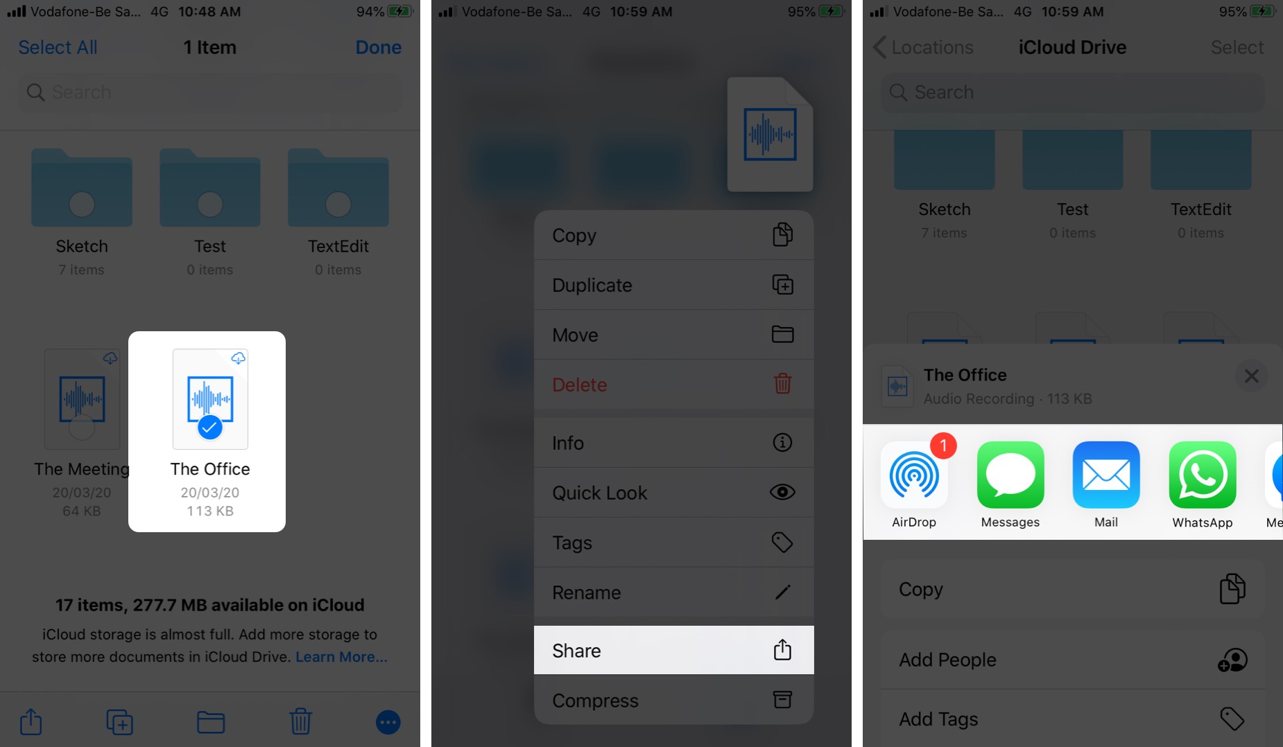 Share Document in Files App on iPhone
