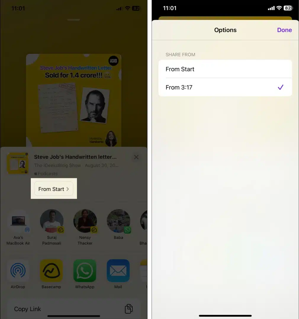 8 hidden iOS 183 iPhone features Share specific section of Podcast on iPhone