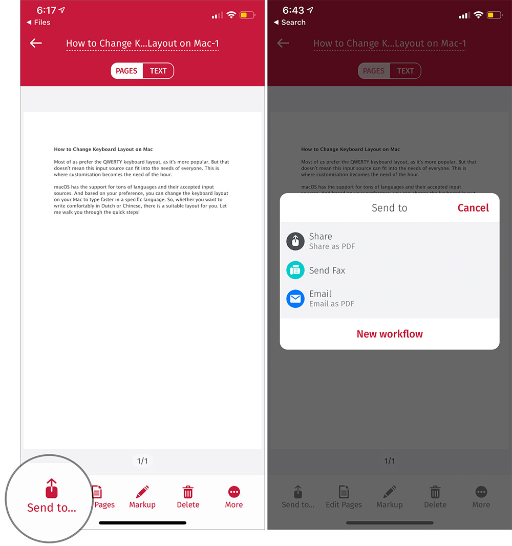 Share the PDF File to Other on iPhone
