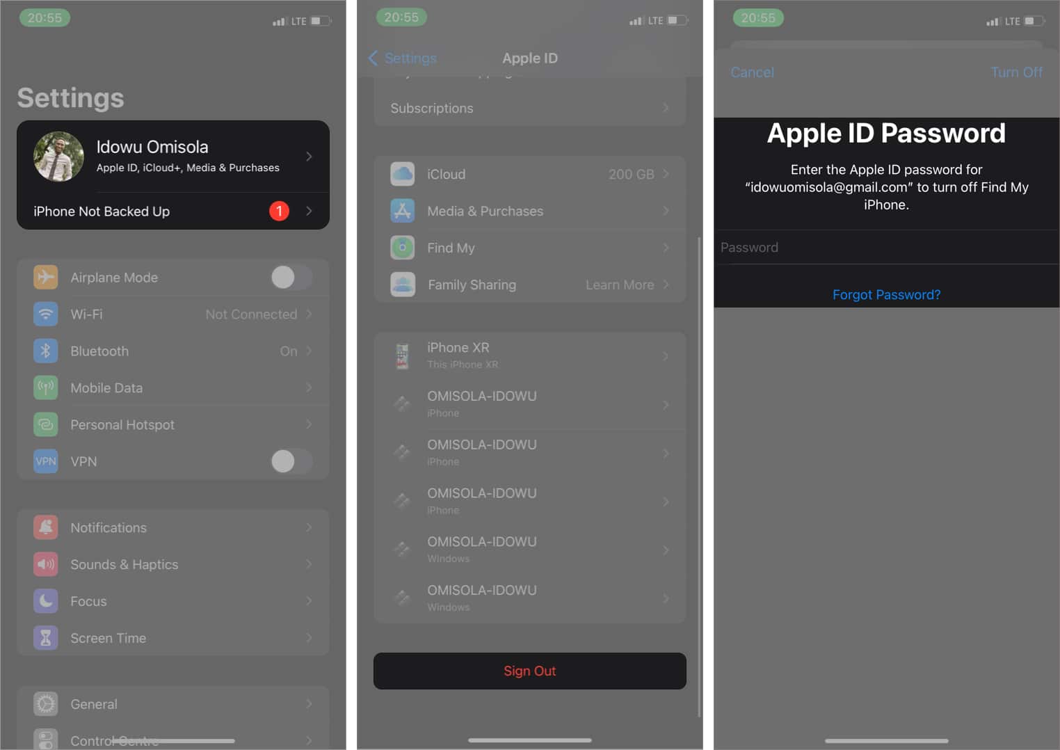 Sign out and sign in to Apple ID again on iPhone