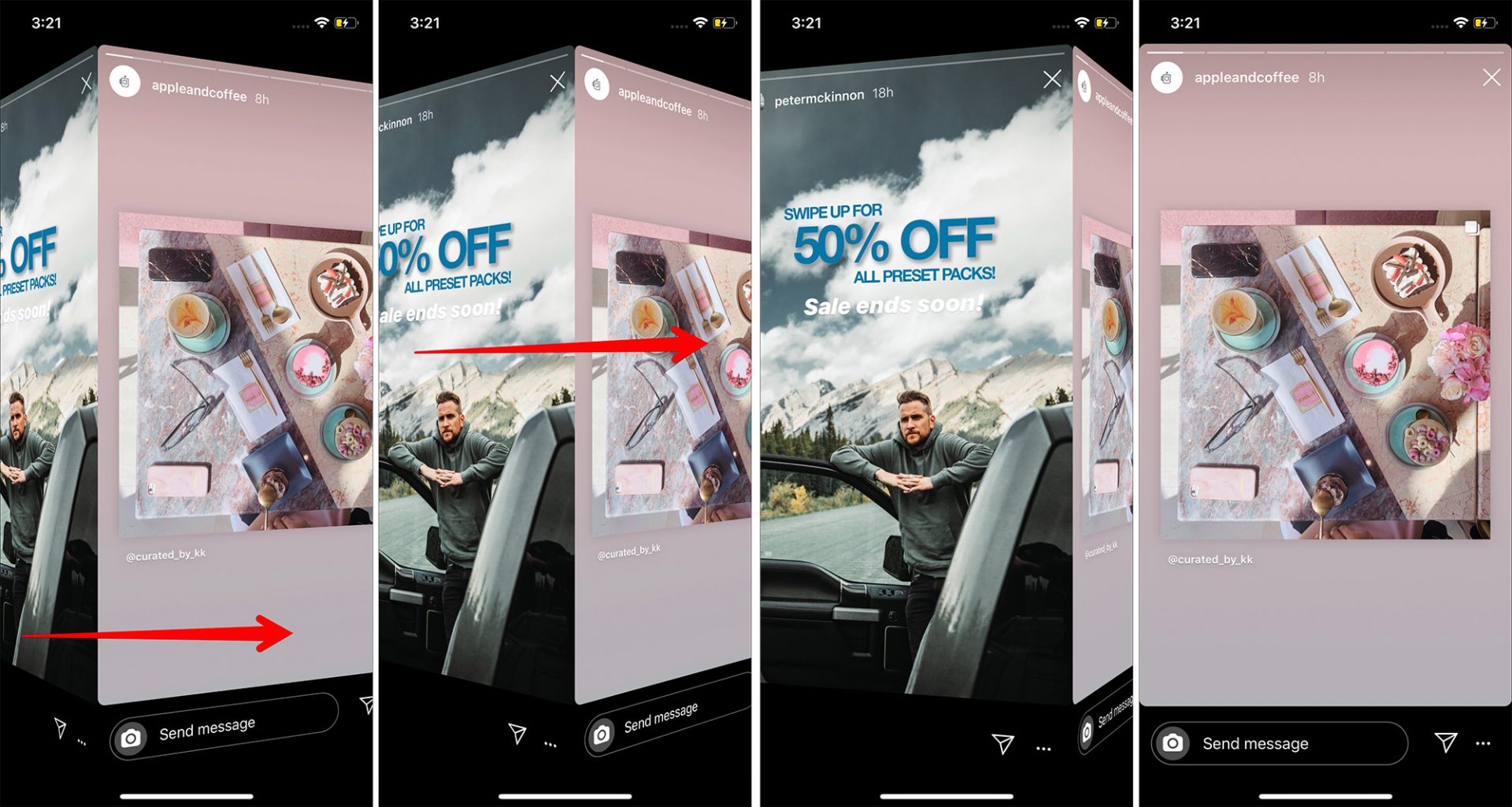 Slowly start moving your finger towards the right side in Instagram app on iPhone