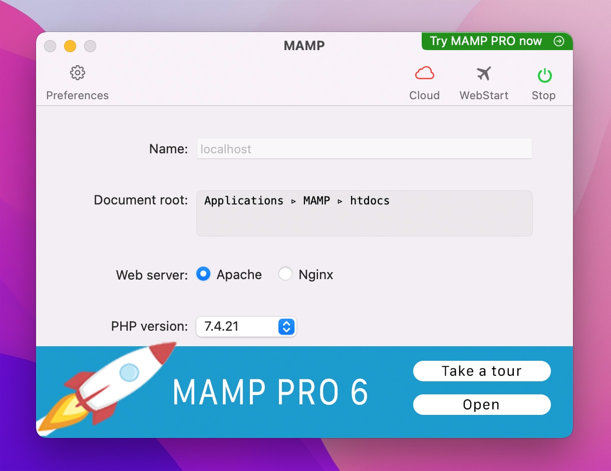 Start Servers in MAMP