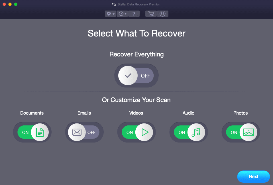 Stellar Data Recovery Premium File Selection