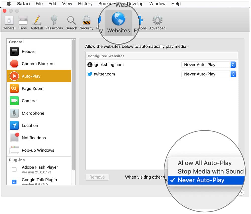 Stop AutoPlay Videos on Safari for Mac