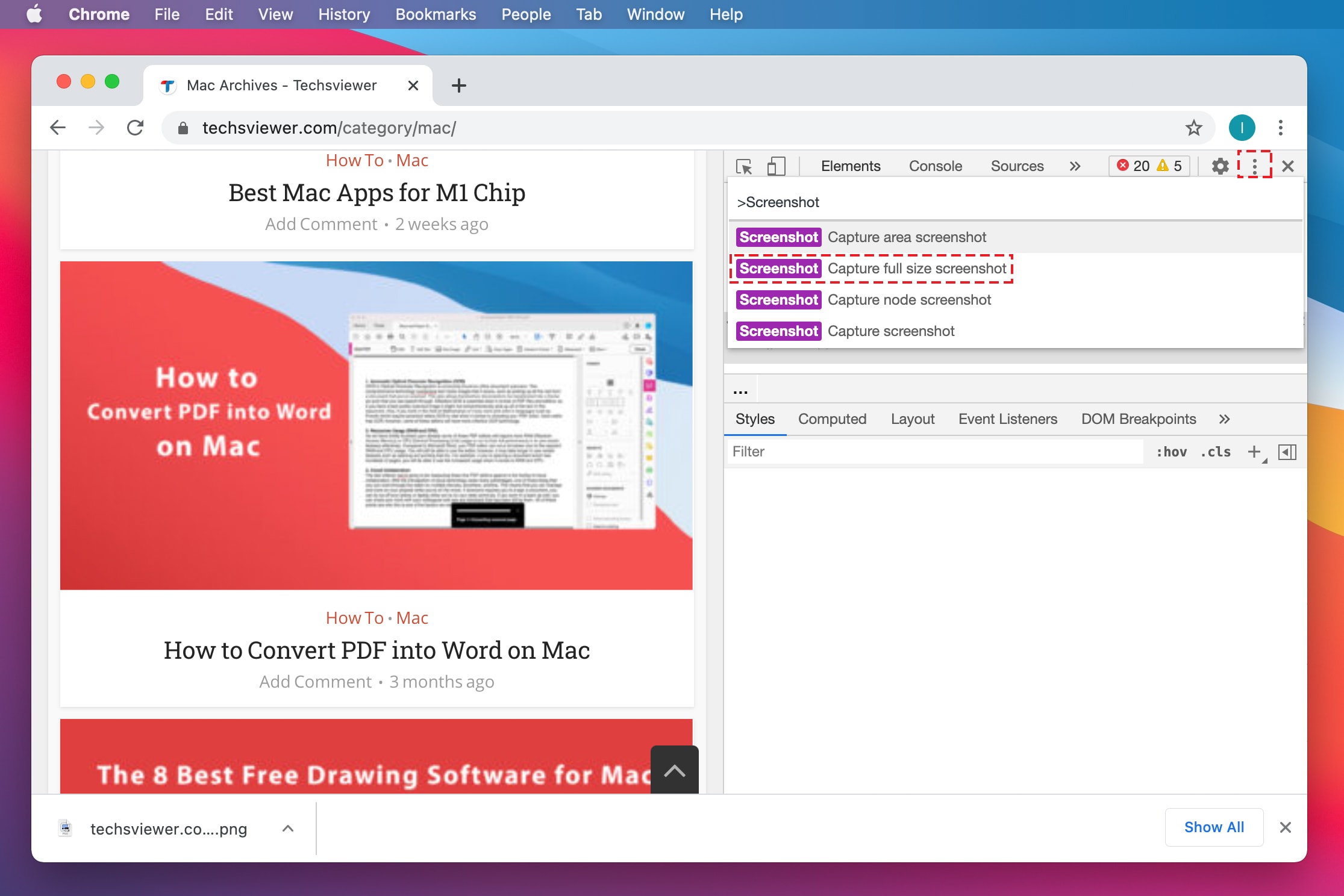 Take a Full-Page Screenshot on Chrome