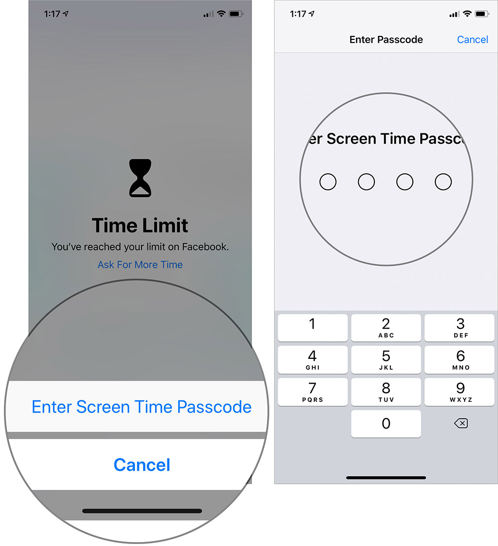 Tap on Screen Time Passcode in Screen Time Locked App