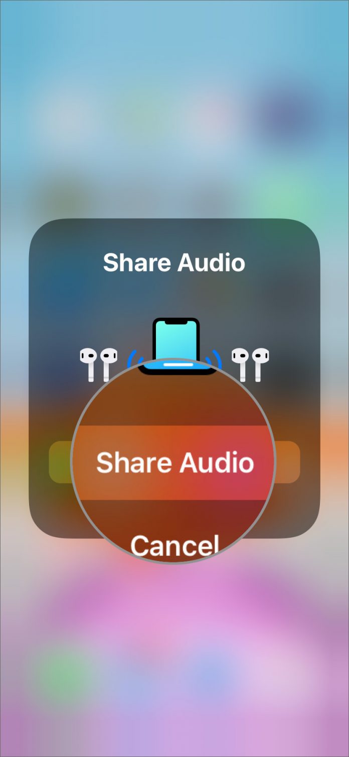 Tap on Share Audio and Connect Another Earphone to iOS 13 AirPlay App on iPhone