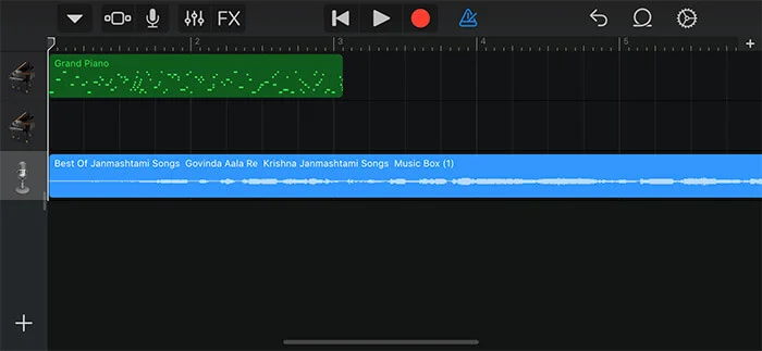 Tap on song to preview it in iOS Garageband App