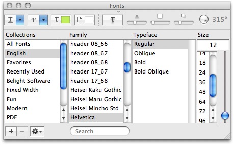 Font Menu