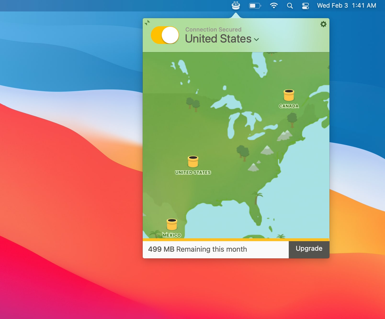 TunnelBear on macOS Big Sur