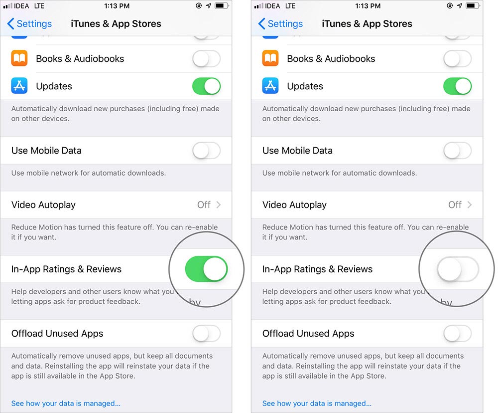 Turn Off In-App Ratings & Reviews