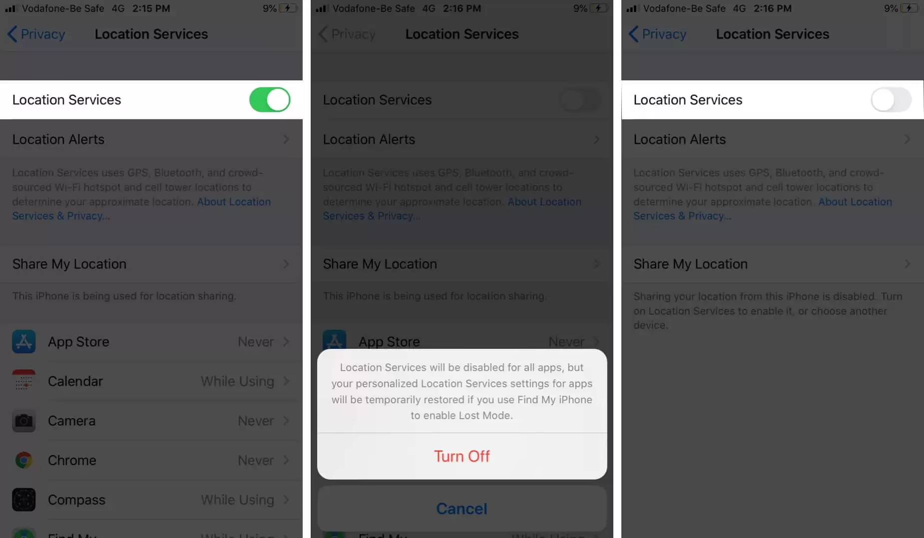 Turn Off Location Services on iPhone