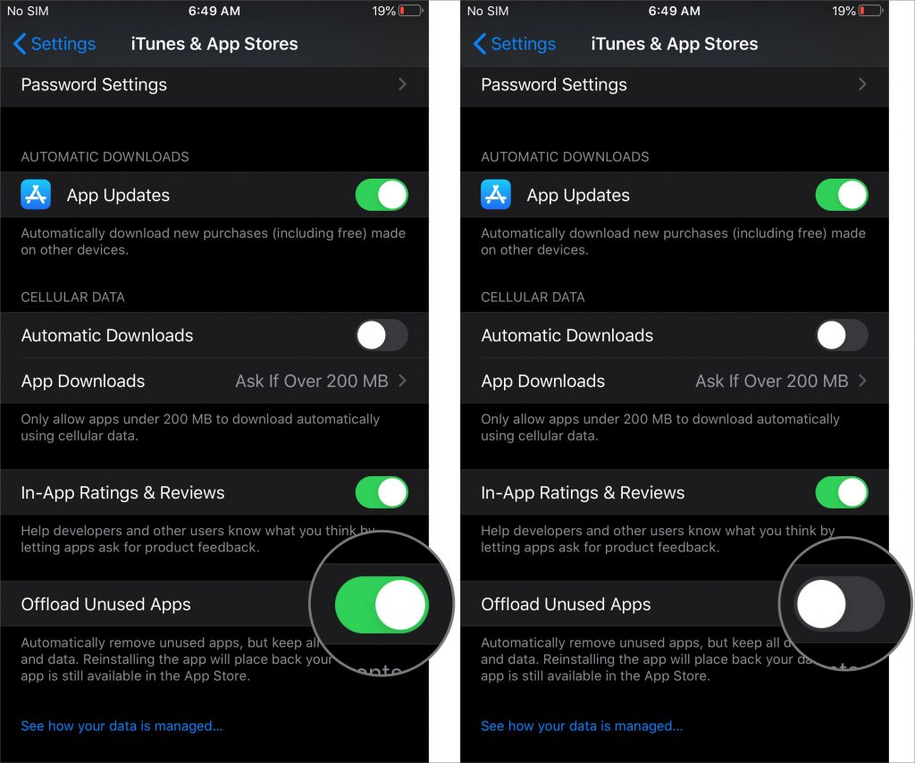 Turn Off Offload Unused Apps on iPhone or iPad
