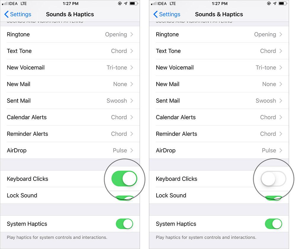 Turn off keyboard Clicks Sound on iPhone