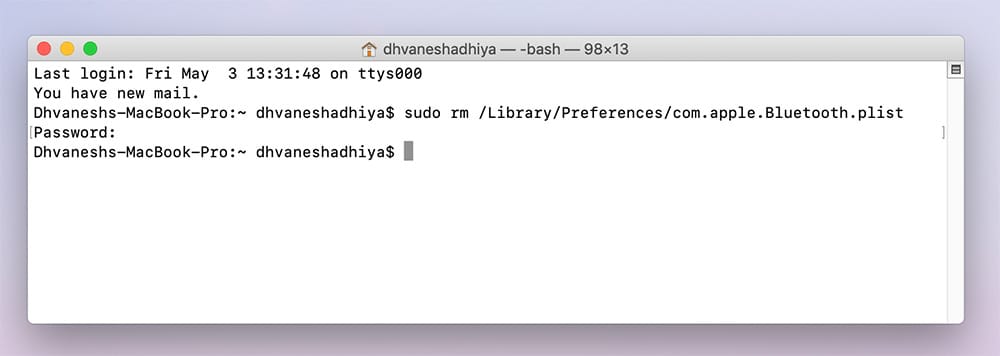 Use Mac Terminal to Check Wipe Out All The Bluetooth Files