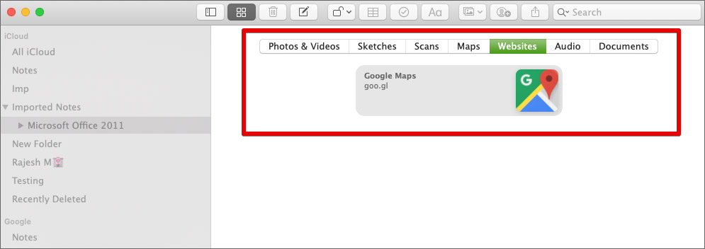 View Attachments from All Of Your Notes on Mac