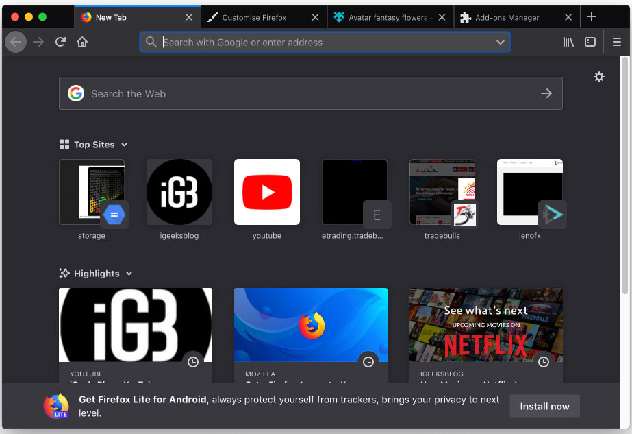 You Can See Dark Theme effects on Firefox browser