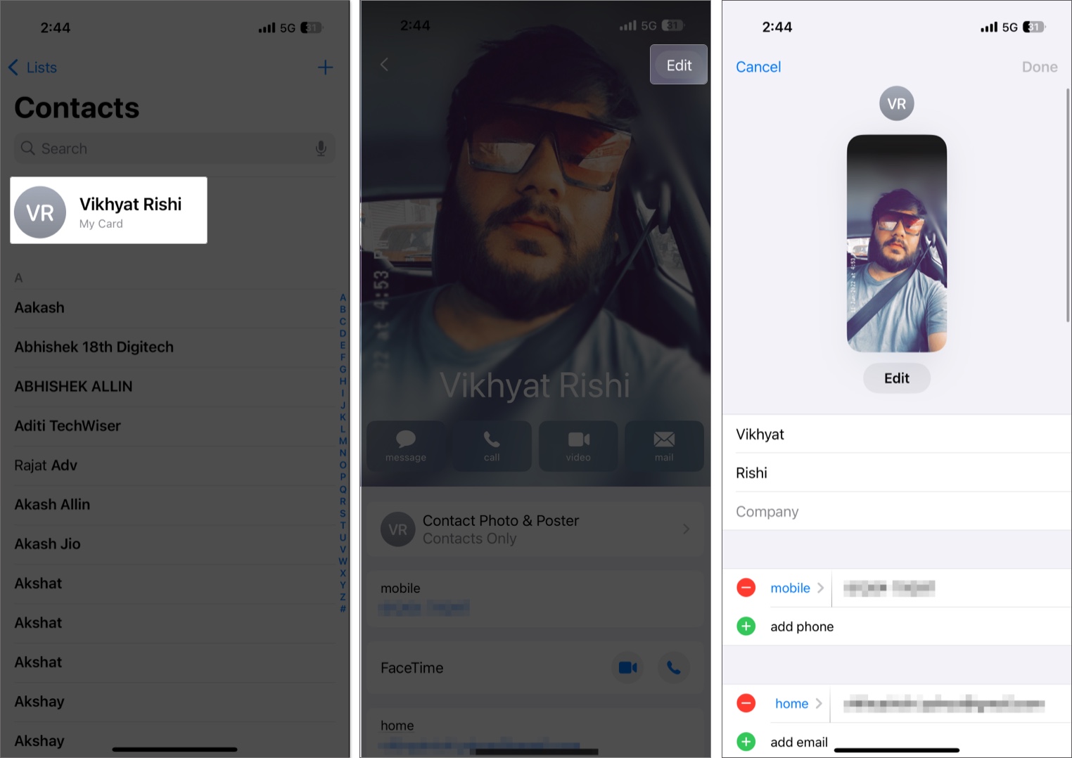 Apple Pay Keeps Asking to Update Shipping Contact Heres How to Fix It Accessing and updating My Card with correct contact information in the Contacts app on an iPhone