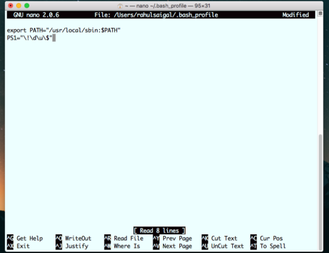 add the character sequence in the bash profile