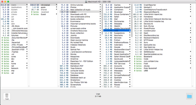analysis of log folder in omnidisksweeper