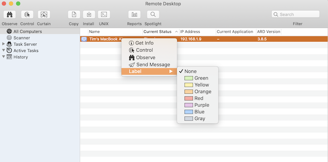 Apple Remote Desktop's Label Features