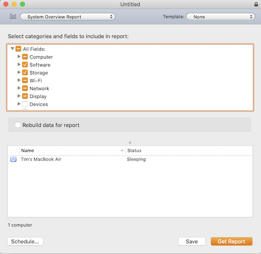 Apple Remote Desktops' Report window