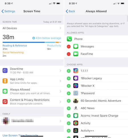 Apps available during downtime