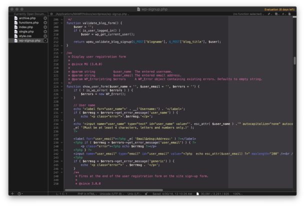dark color scheme in bbedit with dark mode on Mac