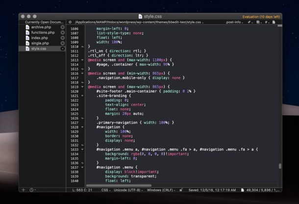 BBEdit Dark Mode themes