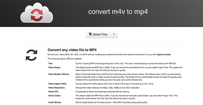 Converting M4V to MP4 with CloudConvert