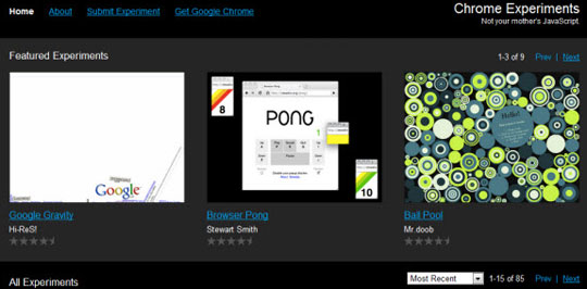 The Chrome Experiments website.