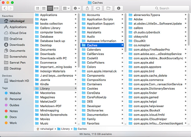 library cache folder