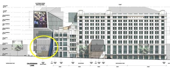 Here is the elevation of the Lonsdale Street side of the complex, with the Apple logo barely visible to the left.