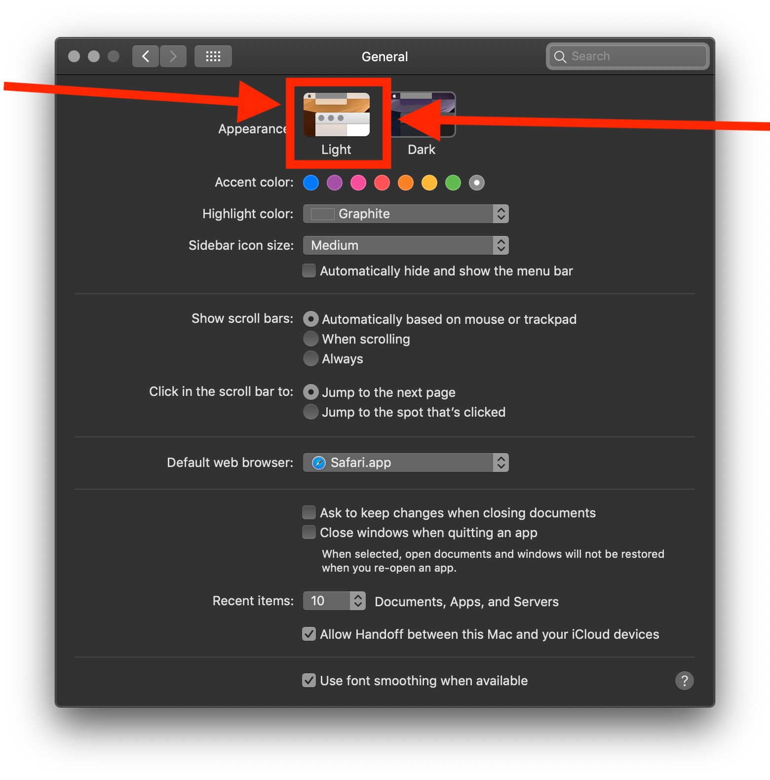 How to enable the Light appearance theme on Mac