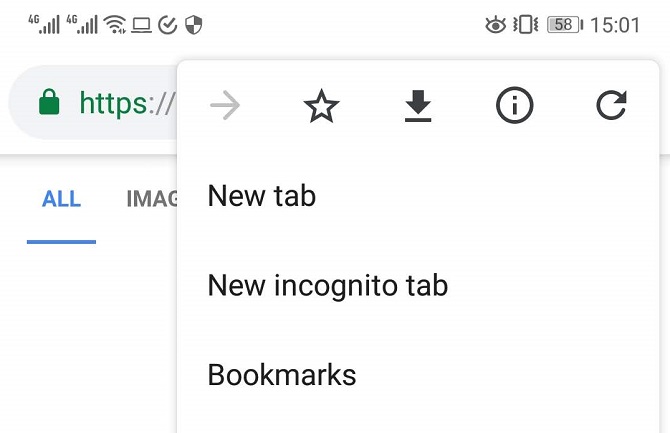 chrome app dropdown menu new incognito tab