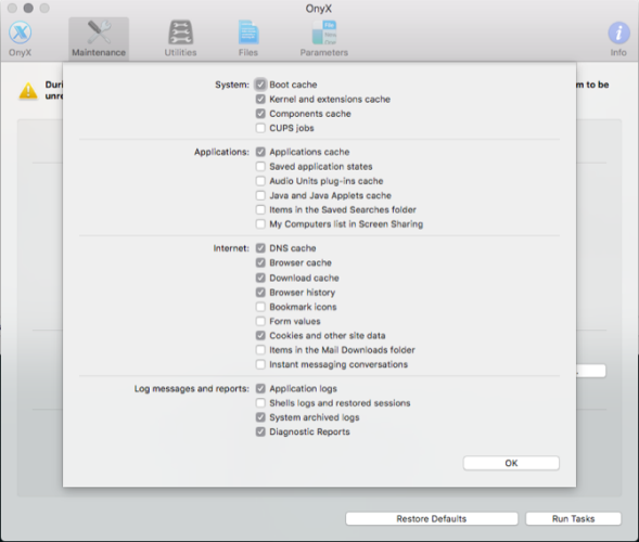 clean cache and logs folder with onyx