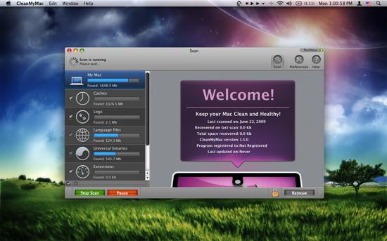 CleanMyMac: Scanning Unneeded Files