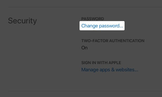Click on Change Password on Apple ID Website on Mac