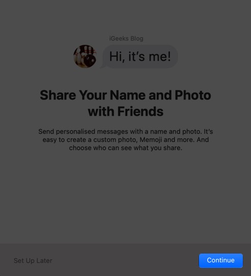 click on continue on mac