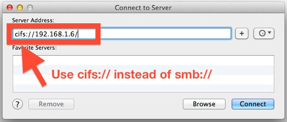 Connect to SMB NAS shares in OS X Mavericks