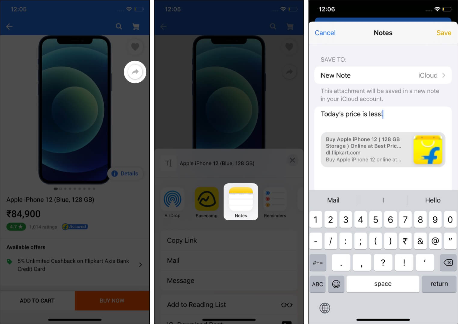 Create a note from other apps