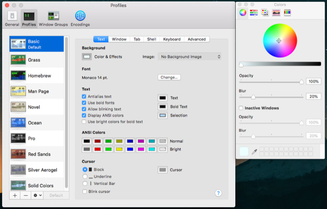customize the opacity of terminal