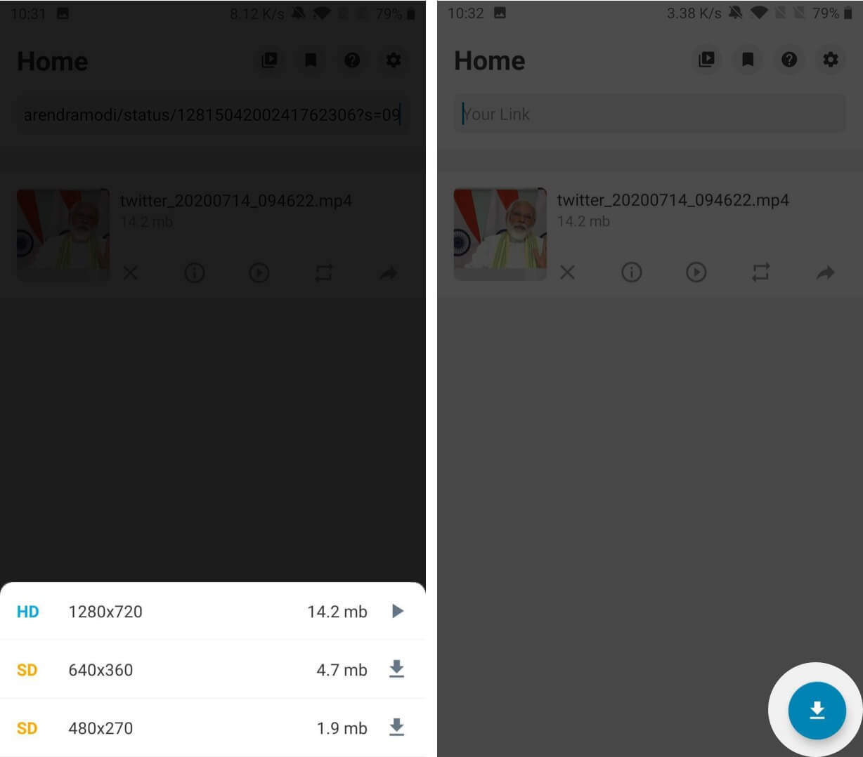 download twitter video on android device