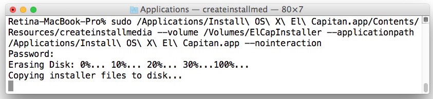 Creating an OS X El Capitan bootable install drive 